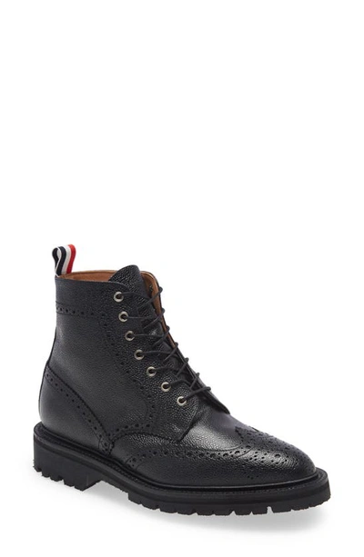 Thom Browne Classic Wingtip Boot In Black