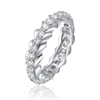 Rachel Glauber Rhodium Plated Oval Cubic Zirconia Band Ring In Silver Tone
