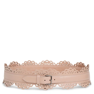 Alaïa Bustier 60 Sable Leather Belt In Beige