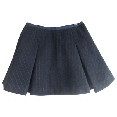 Pre-owned Sacai Luck Wool Mini Skirt In Navy
