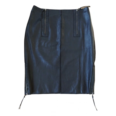 Pre-owned Benedetta Novi Leather Mid-length Skirt In Black
