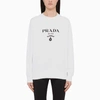 PRADA WHITE LOGOED CREWNECK SWEATSHIRT