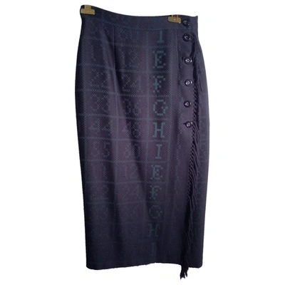 Pre-owned Valentino Wool Maxi Skirt In Blue