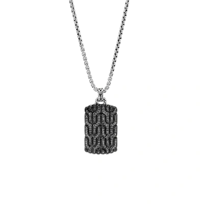 John Hardy Classic Chain Dog Tag Necklace In Treated Black Sapphire