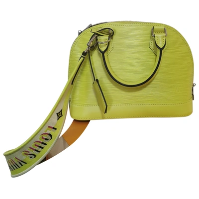 Pre-owned Louis Vuitton Alma Bb Leather Handbag In Yellow
