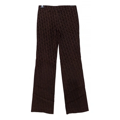 Pre-owned Roccobarocco Velvet Large Pants In Brown