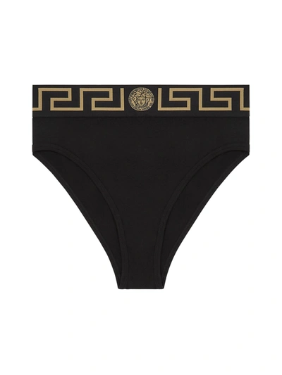 Versace Black Medusa Band High Waist Bikini Bottom