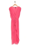 Boho Me V-neck Front Tie Cover-up Maxi Dress In Watermelon