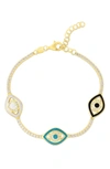 Sphera Milano 14k Over Silver Cz Bracelet In Yellow Gold