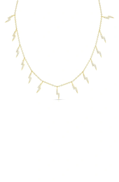 Sphera Milano 14k Gold Plated Sterling Silver & Cz Lightning Bolt Charm Necklace In Yellow Gold