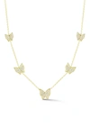 Sphera Milano Sterling Silver & Cz Butterfly Necklace In Yellow Gold