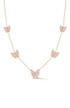 Sphera Milano Rose Gold Plated Graduated Butterfly Charm Necklace In Rose Gold