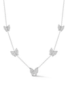 Sphera Milano Sterling Silver & Cz Butterfly Necklace In Silver