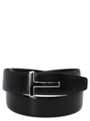 Tom Ford Logo-plaque Reversible Belt In Black