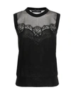 Dolce & Gabbana Sleeveless Cashmere And Silk Sweater With Lace In Black