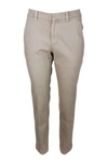 Brunello Cucinelli Stretch Cotton Cigarette Trousers In Beige