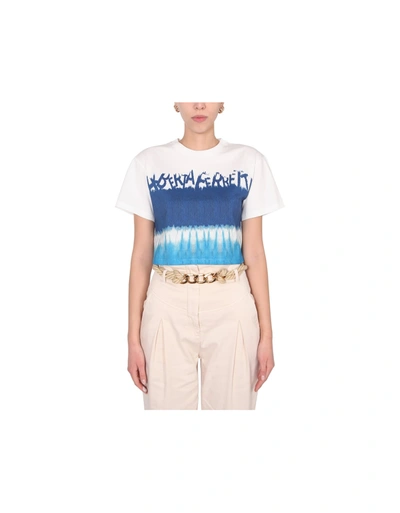 Alberta Ferretti Cropped Printed T-shirt With In Blue