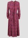 Valentino Long Elegant Dress With Long Sleeves In Pink & Purple