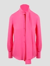 Valentino Pussy-bow Collar Silk Shirt In Pink & Purple