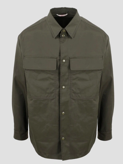 Valentino Safari Technical-twill Overshirt In Green