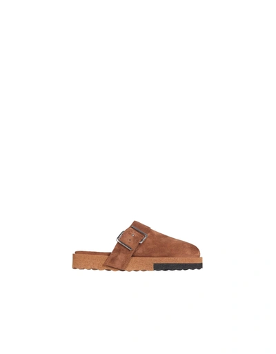 Off-white Comfort Suede Slippers In Brown