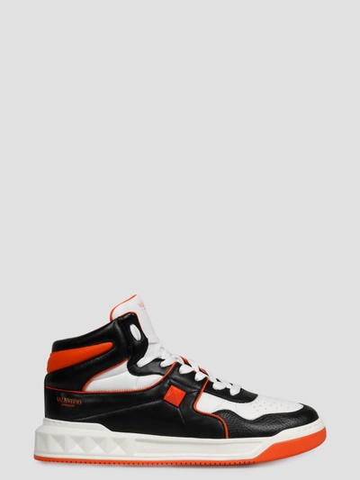 Valentino Garavani Roman Stud Multicolor Sneakers In Black