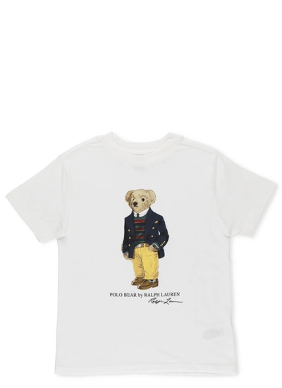 Ralph Lauren Kids' White Bear Print T-shirt