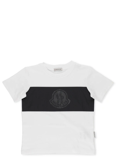 Moncler Kids' Logo棉质平纹针织t恤 In White