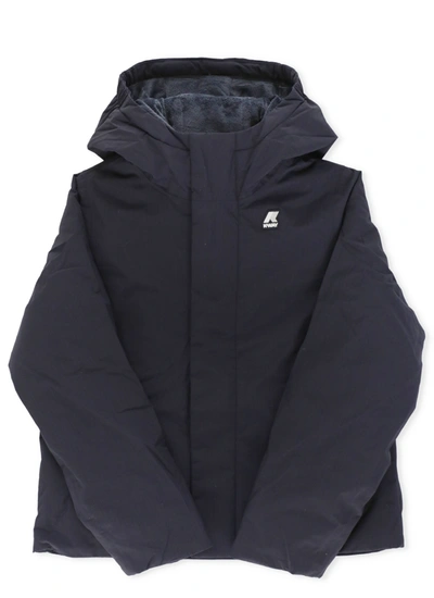 K-way Teen Jack Ripstop Marmotta Hooded Jacket In Blue Depht - Blue De