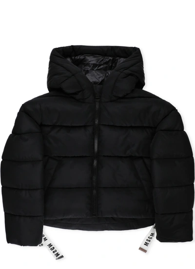 Msgm Kids' Black Down Jacket Unisex