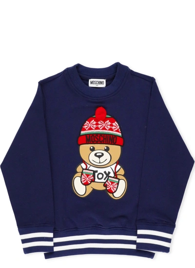 Moschino Kids' Teddy Bear Sweater In Blu Navy