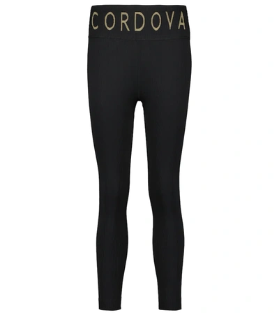 Cordova Signature Ribbed Intarsia Stretch-knit Leggings In Black