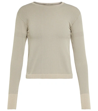 Cordova Round Neck Ribbed Stretch-knit Top In Neutral