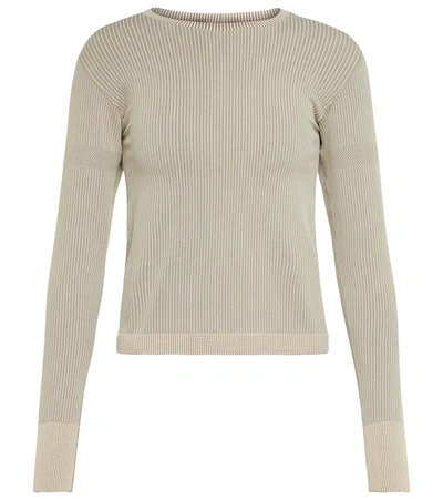 Cordova Round Neck Ribbed Stretch-knit Top In Ecru