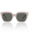 Celine Square Acetate Sunglasses In Shiny Pink/smoke