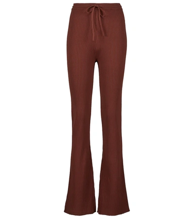 Nanushka Rib-knit Drawstring Trousers In Mahogany