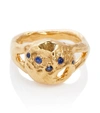 ALIGHIERI THE SAPPHIRE'S PATCH 24KT GOLD-PLATED RING WITH SAPPHIRES