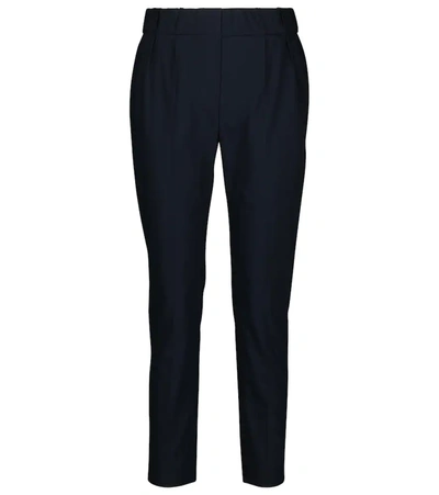 Brunello Cucinelli Cotton-blend Tapered Pants In Blu Freddo