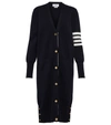 Thom Browne 4-bar V-neck Long Cardigan In Navy