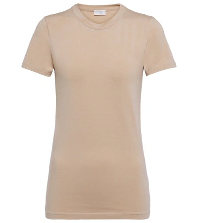 Brunello Cucinelli Cotton-blend T-shirt In Beige