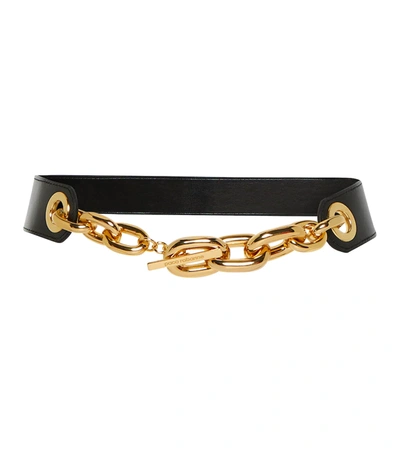Paco Rabanne Chainlink And Leather Belt In Black