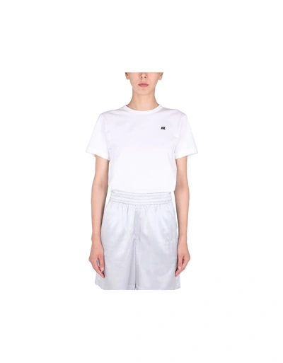 Helmut Lang Cropped T-shirt With Flocked Logo In White