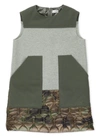 Il Gufo Sleeveless Patchwork Dress In Abete Argenteo