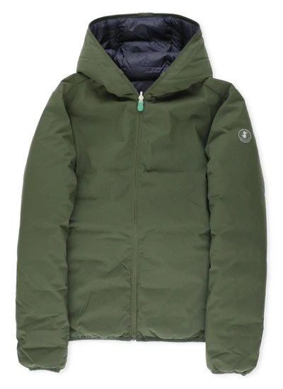 Save The Duck Kids' Matt Reversible Jacket In Pine Green