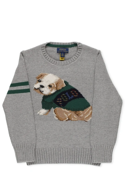 Ralph Lauren Kids' Bulldog Sweater In Andover Heather