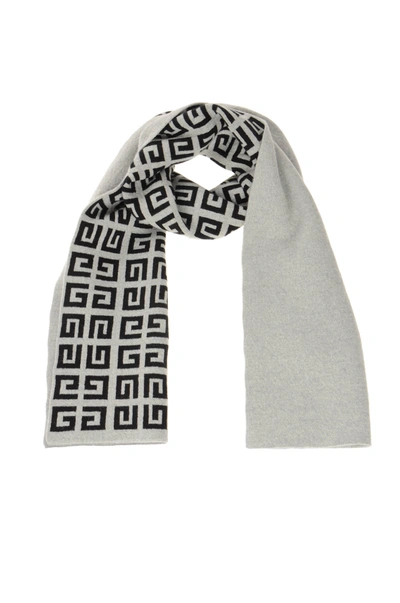 Givenchy Logo Embroidered Scarf In Grey Black