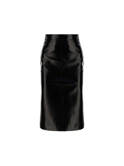 Prada Nappa Leather Skirt In Black