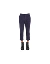 Ymc You Must Create Mid-rise Textured Cropped Trousers In Blue