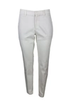 Brunello Cucinelli Stretch Cotton Cigarette Trousers In Cream