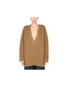 Jejia V-neck Jacquard Sweater In Brown